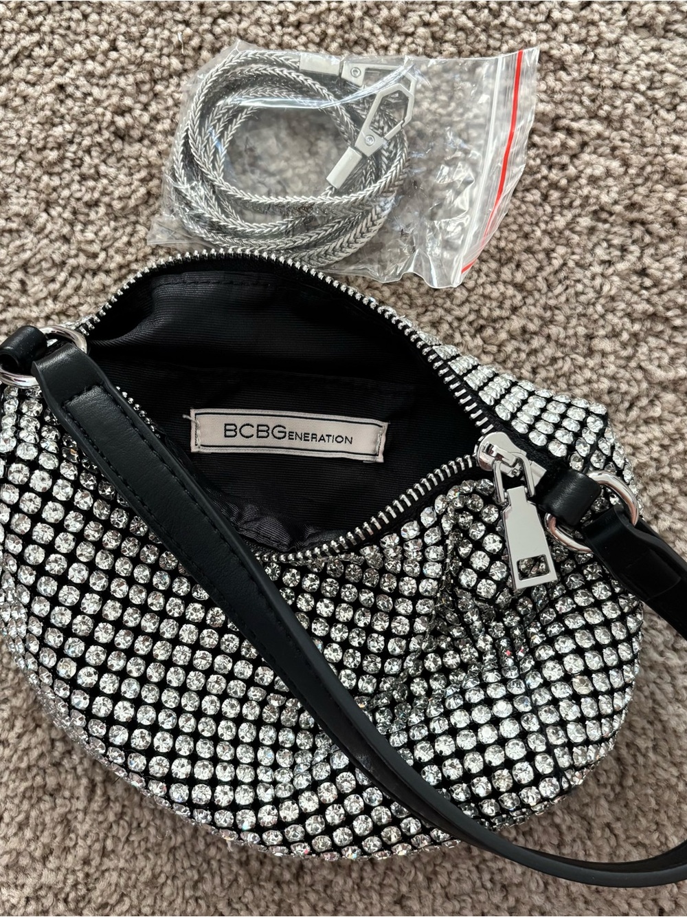 BCBGeneration Black Rhinestone Mini Shoulder Bag - Picture 4 of 4